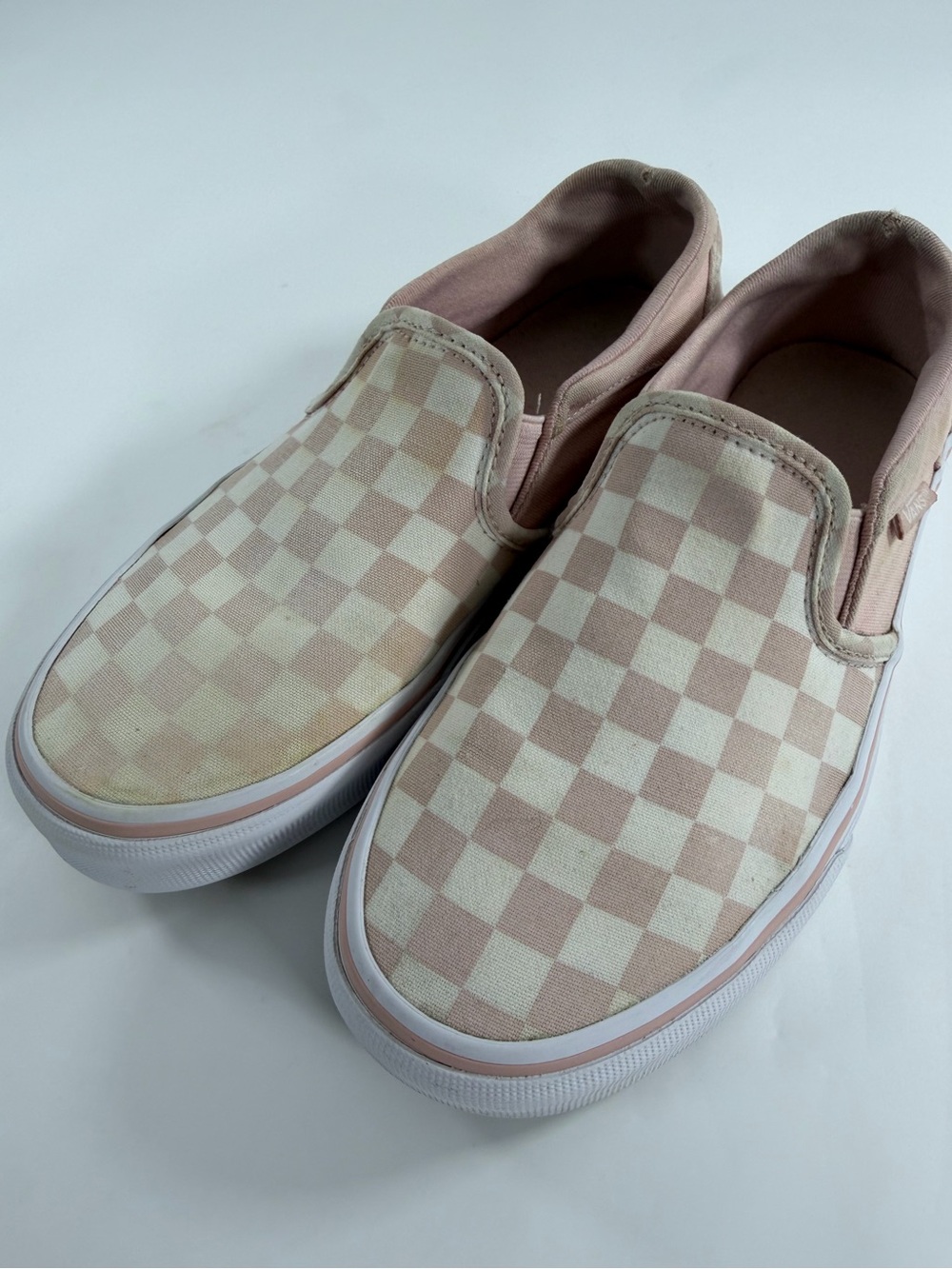 Vans Classic Slip On Checkerboard Blush Pink Canvas Skater Shoes Womens 6.5